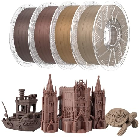 Chitu Systems Filament PLA en bois en lot, filament PLA pour imprimante 3D 1,75 mm en bois de cerisier, noyer, chêne blanc et teck avec véritable fibre de bois, lot de 4x1KG 4kg