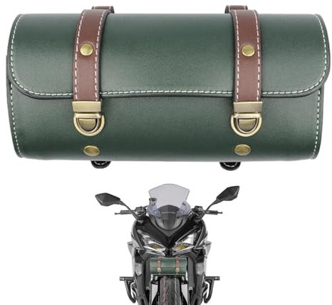 Motorcycle Handlebar Bag - Bike Handlebar Roll Bag, Bike Tool Pouch | Mountain Bike Organizer, Dirt Bag PU PU Leather Motor