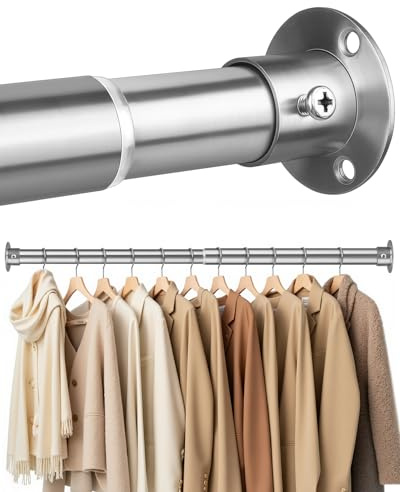 FIRJOY Extendable Wardrobe Rod Adjustable Wardrobe Rail Heavy Duty Closet Rod Adjustable Clothes Rail for Wardrobe,Clothes,Bathroom (Silver, 40-100 cm)