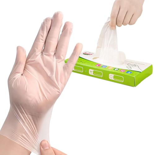 Lot de 200 gants de service alimentaire en TPE jetables pour la cuisine, la préparation des aliments, les manutentions (boîte verte, L)