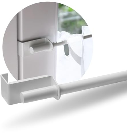 Rollina Gardinenstange zum Klemmen ohne Bohren | Klemmstange für Gardinen & Scheibengardinen | Vorhangstange Klemmstange ausziehbar 90–130 cm | Vitragenstange weiß Metall