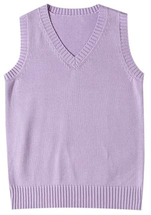 WWricotta Gilet Pull Style école pour Femme, Haut sans Manches en Tricot esthétique, idéal pour Les Tenues décontractées et Les journées d'école