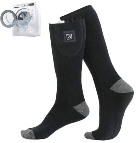 Calcetines calentados con temperatura ajustable, calcetines calefactables para hombre y mujer, 3 niveles de calor y batería de 4000 mAh, lavable a máquina, para exterior, senderismo, esquí, camping