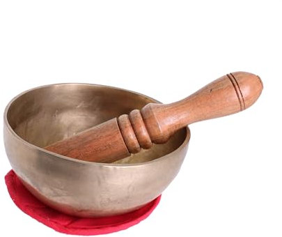 Budawi® Handgefertigte Tibetische Klangschale handgedengelt Set inkl. Klöppel & Kissen