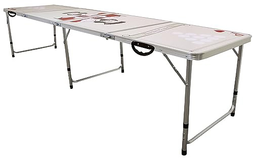 8ft Folding Portable Beer Pong Table Set for Parties Indoors or Outdoors Waterproof, Drinking Table Complete with Foldable Carry Case and two FREE Microfibre Cloths
