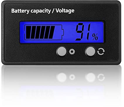 DC 12V 24V 36V 48V 72V Battery Monitor LCD Digital Battery Meter with Alarm, Front Setting and Switch Key, Battery Capacity Voltage Indicator Battery Gauge Monitors