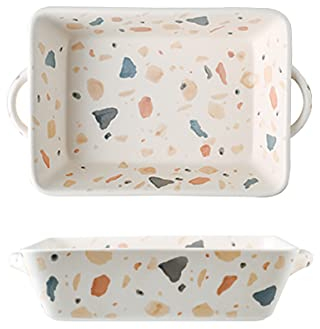 VIKIMO Keramik-Backformen, Keramikgeschirr, Backformen-Set, Auflaufformen-Set, rechteckige Pfannen, Lasagneform zum Kochen, Kuchen, Abendessen, Küche, Ofenformen, 2er-Set, 26,7 cm