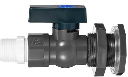 ANCLLO Robinet d'eau 3/4 PVC Rain Butt Valves 1 Vanne de régulation avec raccord de cloison et Adaptateur de Tuyau pour Aquariums, piscines, barils de Jardin