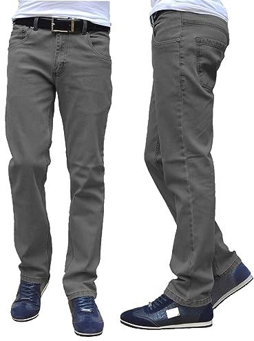 Mens Stretch Straight Leg Regular Fit Classic Basic Denim Jeans (UK, Waist & Inseam, 34, 30, Grey)