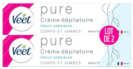 VEET PURE - Lot de 2 Crème Dépilatoire Corps et Jambes - Peaux Sensibles - Sans Odeur d'Amoniaque - 200ml