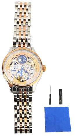 Skeletoniserad Månfas Tourbillon Herrklocka med 80h Gangreserv 3D Panoramautsikt & Transparent Design Lyxig Automatisk Klocka för Man