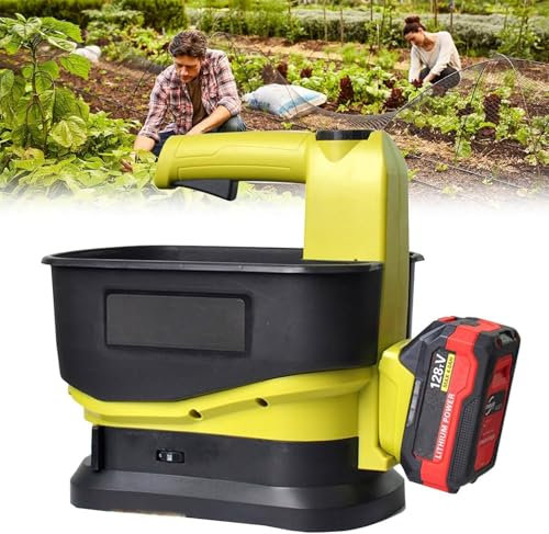 FJYAWEN épandeur à Main à Batterie 20v, épandeur De Graines sans Fil, Débit Et Largeur épandage Réglables, 5,5 L Réglage De La Vitesse à 6 Vitesses, pour Semences De Gazon, Aliments