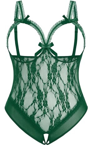 Avidlove Plus Size Lingerie Exotic Teddies Bodysuits One Piece Lace Babydoll Sleepwear Lake Green XX-Large