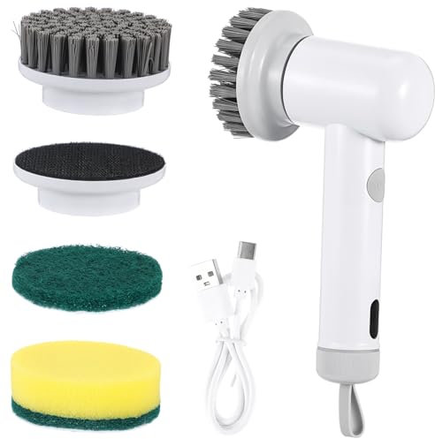 FUNNETOYU Cepillo Eléctrico De Limpieza Inalámbrico Cabezas Intercambiables Cepillo Giratorio Para Baño y Cocina Velocidad Limpieza De Manchas y Juntas De Baldosas