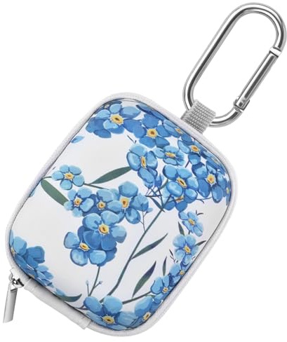 VISOOM Kopfhörer Tasche Case für in Ear Ohrhörer Hülle Schutzhülle stoßfeste Schutztasche Kopfhörer Aufbewahrung Etui Earphone Cover Hardcase kompatibel mit Airpods, Earpods, MP3 Player usw,BlueFlower