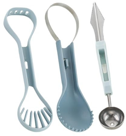 Cortador de bolas de fruta - Cortador de galletas de acero inoxidable para frutas con asas antideslizantes | Herramientas multifuncionales para tallar melón, accesorios de cocina para camping, picnic