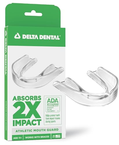 Delta Dental Sports Mouth Guard - ADA Accepted - 2X The Impact Absorption - Works with Braces - Youth Clear