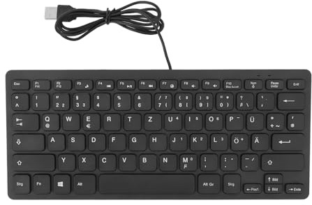 Denash 78 Tangenter Tvåspråkigt Språktangentbord, Ultratunt USB-trådt Tangentbord med Saxbrytarteknik och Stänksäker Design, för Engelska Tvåspråkiga Användare på Kontoret eller Hemma (Tysk