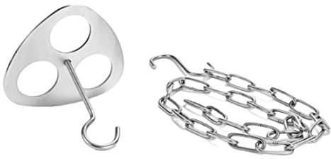 Treppiede per braciere, anello per treppiede con catena e gancio Griglia in acciaio inossidabile portatile da esterno per appendere pentole Accessori per forno, anello con catena e gancio
