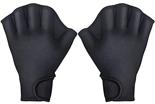 Odoukey Black L Aquatic Gloves Swimming Training Webbed Swim Gloves for Men Women Adult Children Water Resistance Fitness