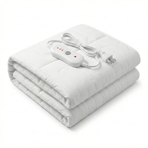 MAKA Scaldaletto Elettrico Singolo e Matrimoniale Termocoperta in Poliestere Traspirante con Telecomando a 3 Livelli di Calore Timer fino a 12 Ore 100W per un Sonno Caldo (Singolo 150x80 cm)