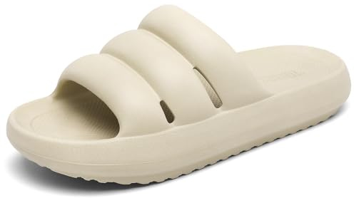 Tmaza Claquettes Femme Chaussons Nuage 36-42 | EVA épais, semelle moulée, profil antidérapant, résistantes à l’eau, faciles à nettoyer, pour douche et jardin