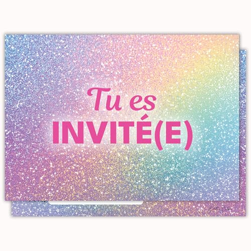 Edition Colibri Carte d'invitation d'anniversaire - Motif pailleté pastel | Lot de 10 cartes plates (A6) – Verso à écrire