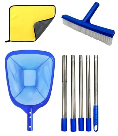 Retino piscina con asta e pulitore a maglia fine