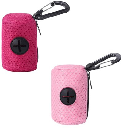 2 Pcs Dog Poop Bag Holders - Zipped Dispensers with Lead Clips for Walks