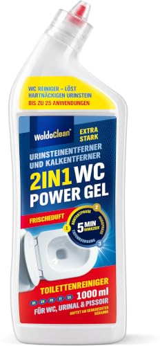 WoldoClean 2in1 Urinsten och Kalkborttagning WC 1L - Stark Toalett Gel | Toalettrengöring, kalkborttagare badrum, urinoar, avlagringar, keramik