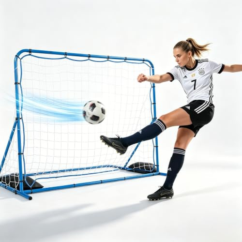 But de football et rebondisseur de football 2 en 1, angle de rebond réglable, filet d'entraînement de football robuste, pliable pour le tir, le réglage et le contrôle du ballon, appareil