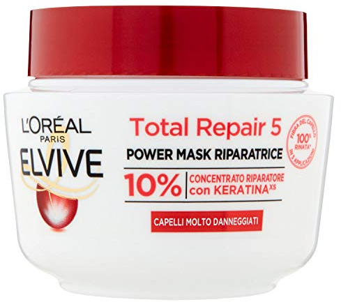 L'Oréal Paris Elvive Maschera Riscostituente Total Repair 5, per Capelli Sciupati, 300 ml