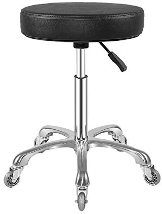 Ainilaily Taburete giratorio con ruedas, taburete hidráulico resistente para masaje, para tienda, guitarra, laboratorio, tatuaje, banco de trabajo, silla giratoria ajustable (negro)
