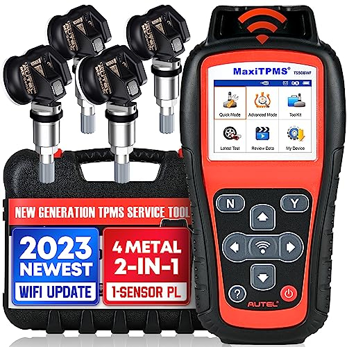 Autel MaxiTPMS TS508WF KIT mit 4 Metall RDKS 1-Sensor [Dual-Frequenz, Wert €120], 2025 WiFi TPMS Programmierung, Neulernen, Aktivieren, Program MX-Sensoren, Upgrade von TS508 TS501 TS408 TPMS Diagnose