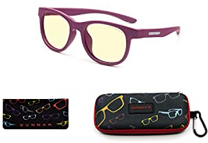 GUNNAR - Premium Gaming and Computer Glasses for Kids (age 4-8) - Blocks 65% Blue Light - Rush, Magenta, Amber Tint