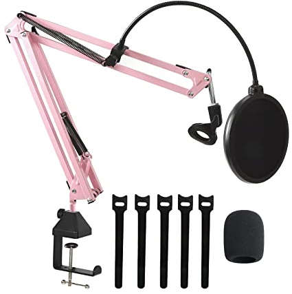 Mikrofonständer, Mikrofonständer, Mikrofonarm, Federung, Schere mit Stoßhalterung, Mikrofon-Clip-Halter, verbesserte Schreibtischklemme für Blue Yeti, Schneeball, Eis und andere Mikrofone