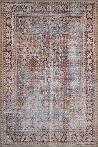 -LUXOR- living Vintage Teppich modern, moderner Digitaldruck, flach, gekettelt, farbecht, Designteppich für Innen, Terra - Multi 80 x 150 cm