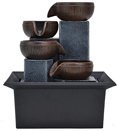 Shanrya Fuente de Mesa, Adorno de Fuente de Plástico Fácil de Instalar con Luz LED para Sala de Estudio para Sala de Estar para Oficina(#1)