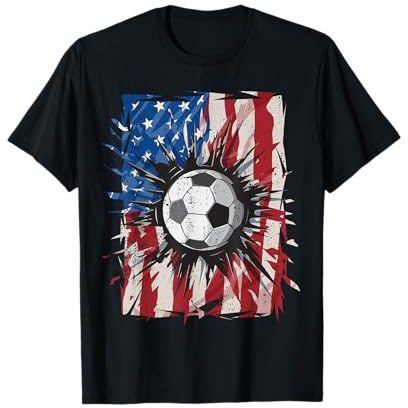 Patriotic Soccer 4th of July Men USA American Flag Boys T-Shirt