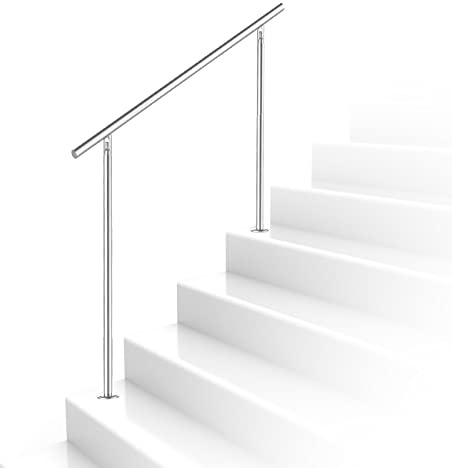 Ikodm Rampe escalier Acier affiné inoxydable sans traverses 150cm Ø 42 mm, Mains Courantes à Angle Réglable, pour Intérieur Extérieur, Escaliers, Balustrade, Balcon, Rambarde