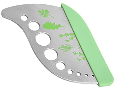 Jagowa 1 Piece Herb Stripper 9 Hole Stainless Steel Herb Cutter Leaf Stripper with Protective Cover Kitchen Gadget for Basil, Rosemary, Thyme, Chard, Kale, Mint