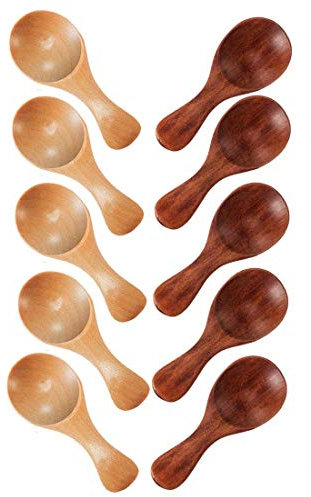 KVSERT Lot de 10 petites cuillères en bois pour assaisonnement, sucre, sel, , cuillère à café, thé, confiture, moutarde, crème glacée