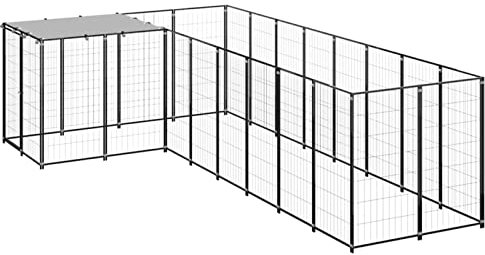 GuyAna Hundezwinger Schwarz 6,05 m² Stahl Hunde Gitter Freilaufgehege Kaninchen HundekäFig