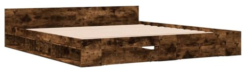 vidaXL Bettgestell, Bett mit Schubladen für Schlafzimmer, Bettrahmen mit Lattenrost, Schlafzimmerbett Doppelbett, Räuchereiche 180x200cm Holzwerkstoff