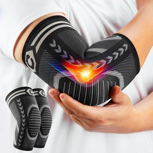 CAMBIVO 2 Pack Ellenbogenbandage Herren Damen, Tennisarm Bandage Ellenbogen, Bandage Ellenbogen für Golferarm, Basketball und andere Sport mit Ellbogen Wrist Support