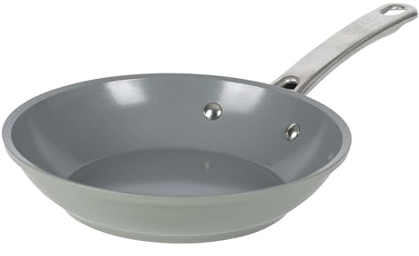 Sur La Table Kitchen Essentials 8 Inch Fry Pan PFA Free Titanium Ceramic Nonstick Interior Forged Aluminum Cookware Frying Pan - Green - Induction Compatible