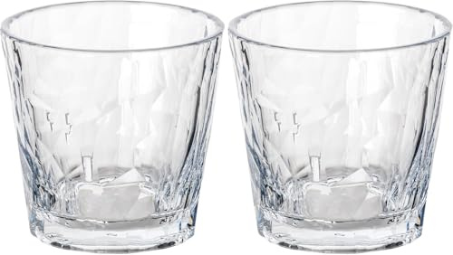 koziol Superglas Club No. 22, 2 Stück, 250 ml, Wein-Tumbler, Glas aus kristallklarem Kunststoff, luxuriös, unzerbrechlich, wiederverwendbar, Party, Camping, 2er Set
