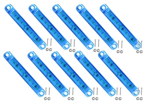 VEQENMOT 10 luces laterales LED azules 12 – 24 V 9 LED impermeables para remolque, camión, caravana, barco, caravana, furgoneta, luz delantera y trasera, luces de posición duraderas
