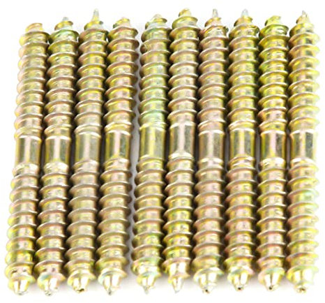 Tornillo de Espiga de la Espiga, Tornillo de Doble Extremo para Carpintería, Conector de Muebles de Hierro de Zinc de 6x60 Mm, 10 Piezas para Proyectos de Bricolaje