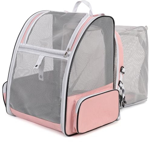 Kommodum – Zaino Trasportino Gatto Cane Estensibile Cuccia Portatile Espandibile Borsa Porta Animali Pieghevole per Cani Piccoli Gatti Medi Fino a 6 KG Portatile Cuccioli Traspirante Rosa 06es